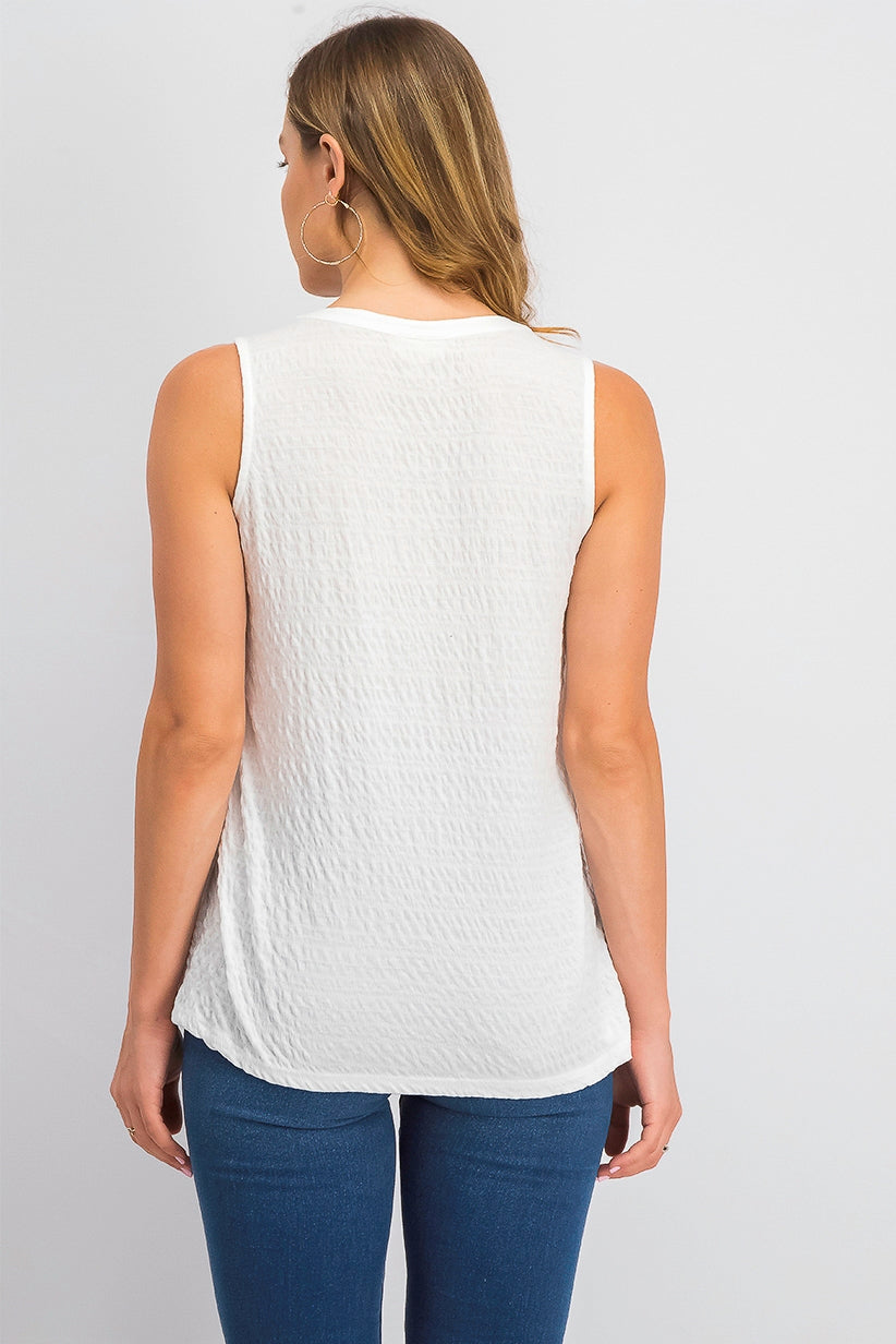 Regata feminina com botões Style &amp; Co, branca, tamanho grande