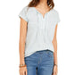 Blusa listrada com decote em V e amarração Style &amp; Co feminina, tamanho P, azul
