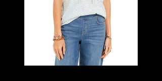 Blusa listrada com decote em V e amarração Style &amp; Co feminina, tamanho P, azul