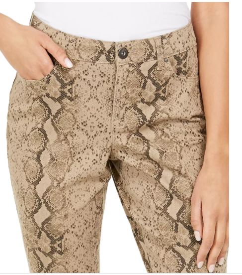 Calça jeans skinny estampada com controle de barriga curvilínea feminina Style &amp; Co, marrom, tamanho 2