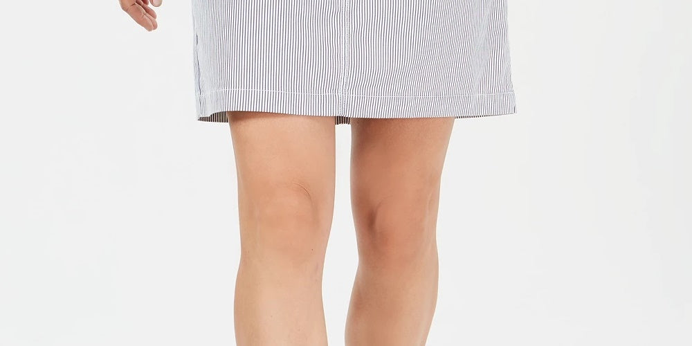 Saia-calça feminina Karen Scott listrada com cordão, azul-marinho, tamanho 6