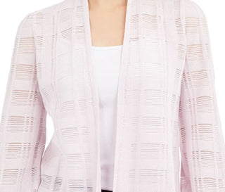 Cardigan xadrez feminino Alfani Illusion, branco, tamanho pequeno, médio