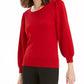 Suéter feminino Maison Jules com mangas bufantes, vermelho brilhante, tamanho X-S