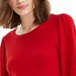 Suéter feminino Maison Jules com mangas bufantes, vermelho brilhante, tamanho X-S