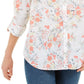 Camisa feminina de algodão com estampa floral Charter Club, branca, tamanho pequeno