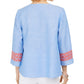 Blusa feminina bordada com borlas Charter Club, azul, tamanho pequeno