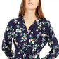 Vestido feminino com cinto e estampa floral Maison Jules, azul-marinho, tamanho médio