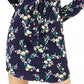 Vestido feminino com cinto e estampa floral Maison Jules, azul-marinho, tamanho médio