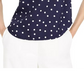 Blusa feminina Maison Jules com estampa de bolinhas e decote aberto, azul-marinho, tamanho pequeno