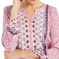 Blusa feminina estampada com mangas rolô e decote aberto, tamanho médio, rosa, da Style &amp; Co