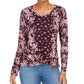 Top feminino com bainha torcida estampada estilo &amp; co, roxo, tamanho extrapequeno