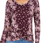 Top feminino com bainha torcida estampada estilo &amp; co, roxo, tamanho extrapequeno