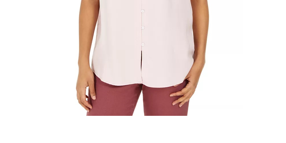 Blusa feminina estilo &amp; co com botões e mangas bufantes, rosa, tamanho pequeno