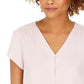 Blusa feminina com botões e mangas bufantes, estilo &amp; co, rosa, tamanho médio