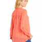 Blusa texturizada com decote em V feminina Style &amp; Co, laranja brilhante, tamanho pequeno