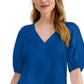 Blusa feminina Alfani com ombros franzidos, azul escuro, tamanho XXG