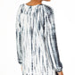 Blusa estilo camponesa com mangas bufantes e tie-dye, estilo Style &amp; Co, preta, tamanho médio