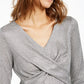 INC International Concepts Top Criss-Cross Shine Feminino Prateado Tamanho Extra Pequeno