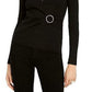 Suéter feminino de lurex com decote em V e fivela, preto, tamanho G, da INC International Concepts