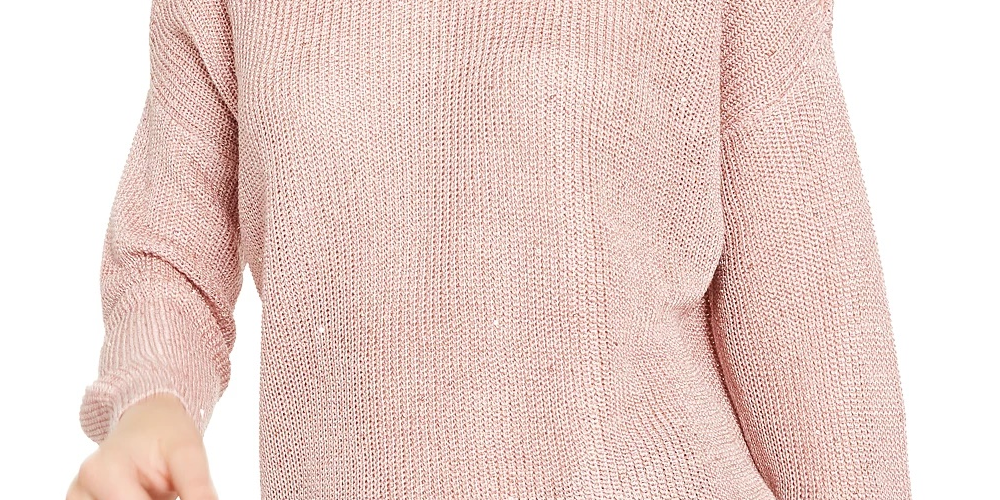 Suéter feminino de gola alta com recorte de lantejoulas da INC International Concepts, rosa, tamanho extra grande