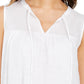 Blusa camponesa sem mangas de algodão estilo &amp; co feminina, branca, tamanho médio