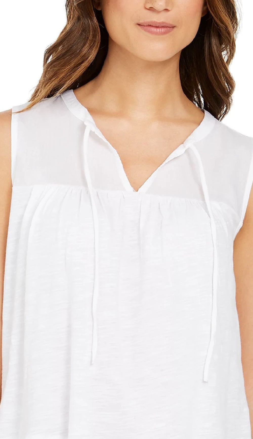 Blusa camponesa sem mangas de algodão estilo &amp; co feminina, branca, tamanho médio