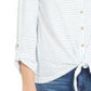 Blusa listrada com amarração frontal feminina Style &amp; Co, branca, tamanho grande