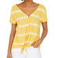 Top tie-dye feminino estilo &amp; co com amarração frontal, dourado, tamanho médio