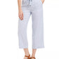 Calça cropped feminina estilo &amp; co, de linho, perna larga, azul, tamanho médio