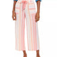 Calça cropped feminina de linho listrada estilo &amp; co, rosa, tamanho médio