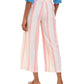 Calça cropped feminina de linho listrada estilo &amp; co, rosa, tamanho médio