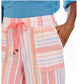 Calça cropped feminina de linho listrada estilo &amp; co, rosa, tamanho médio
