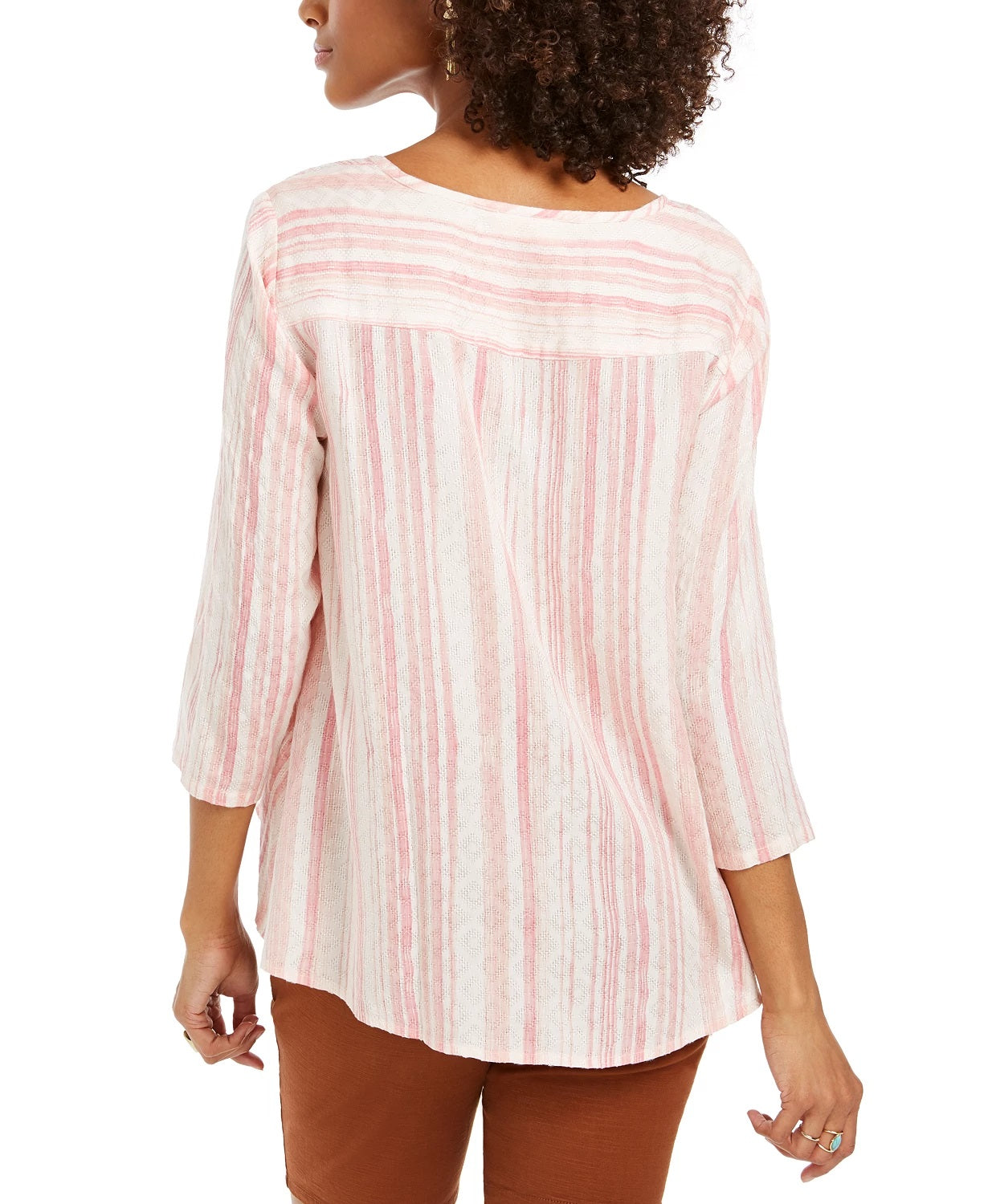 Blusa feminina estampada estilo swing rosa médio tamanho grande