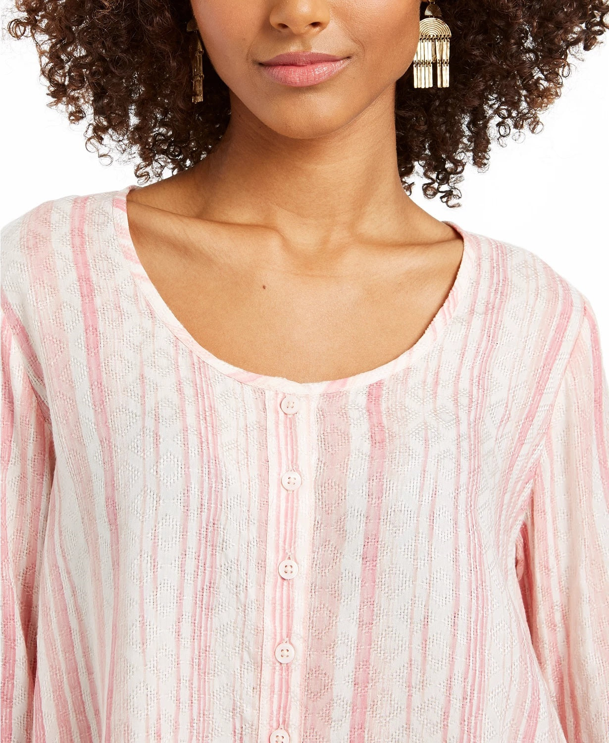 Blusa feminina estampada estilo swing rosa médio tamanho grande