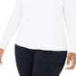 Blusa feminina plus size de malha canelada com manga bufante, tamanho 3X, branca, da INC International Concepts