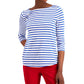 Blusa listrada feminina Charter Club manga 3/4 azul tamanho X-S