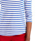 Blusa listrada feminina Charter Club manga 3/4 azul tamanho X-S