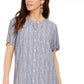 Vestido feminino estilo &amp; co, listrado, com botões na frente, em linho misto, corte A, azul médio, tamanho XXG
