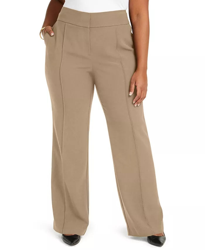Calças femininas Alfani Plus Size de cintura alta, marrom médio, tamanho 18W