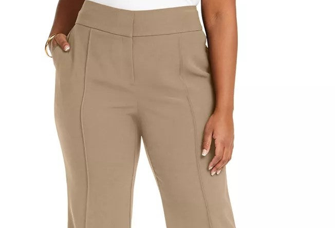 Calças femininas Alfani Plus Size de cintura alta, marrom médio, tamanho 18W