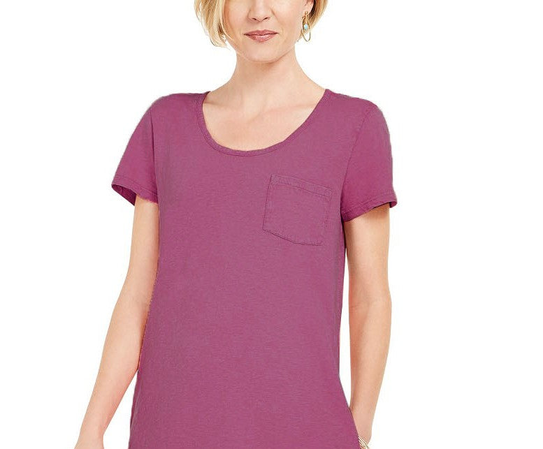 Vestido camiseta feminino Style &amp; Co com um bolso, tamanho médio, roxo, extra pequeno