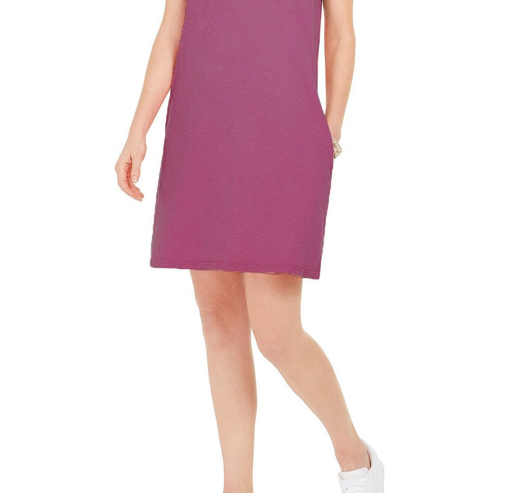 Vestido camiseta feminino Style &amp; Co com um bolso, tamanho médio, roxo, extra pequeno
