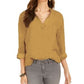 Blusa popover texturizada lisa feminina Style &amp; Co, dourada, tamanho grande