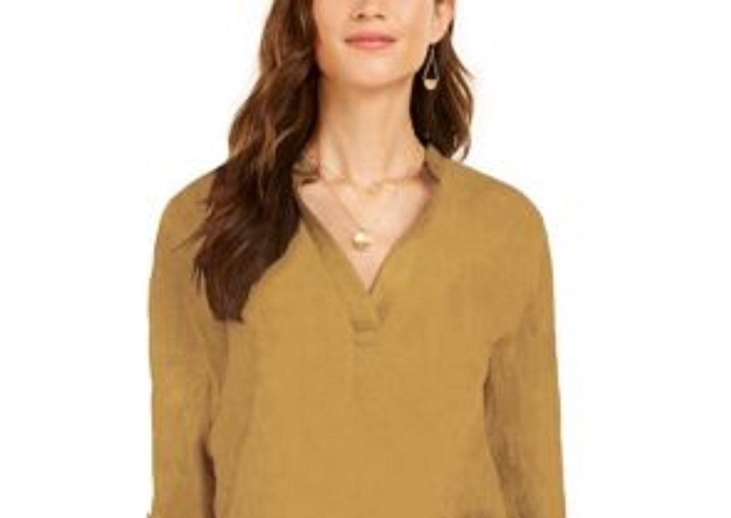 Blusa popover texturizada lisa feminina Style &amp; Co, dourada, tamanho grande