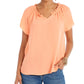 Blusa feminina com mangas franzidas e babados Style &amp; Co, laranja, tamanho pequeno