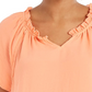 Blusa feminina com mangas franzidas e babados Style &amp; Co, laranja, tamanho pequeno
