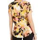 JM Collection Top feminino com decote redondo e damasco, dourado, tamanho pequeno