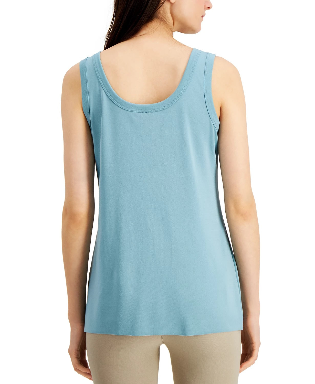 Blusa sem mangas Alfani feminina, lisa, decote redondo, verde, tamanho grande