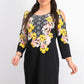 JM Collection Bursting Bloom Sheath Feminino Preto Tamanho Médio