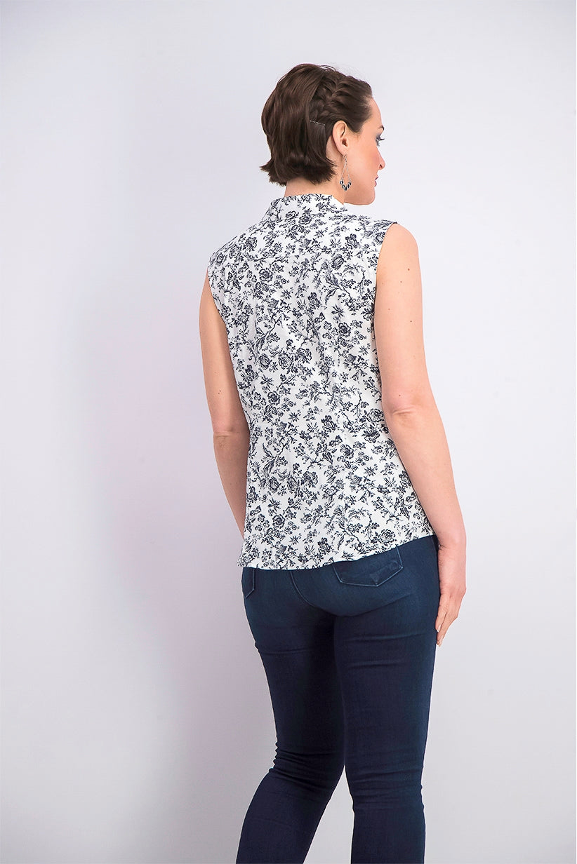 Camisa feminina sem mangas com estampa Toile Charter Club, preta, tamanho 14